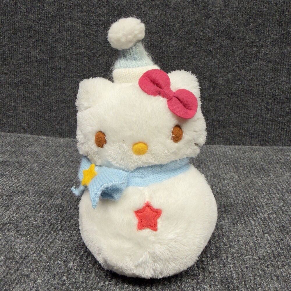 Rare 2004 Sanrio Hello Kitty Snowman Plush White Winter Holiday Nakajima Tag HTF